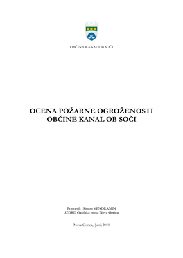 Ocena Požarne Ogroženosti Občine Kanal Ob Soči