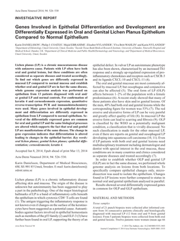 Genes Involved in Epithelial Differentiation and Development Are Differentially Expressed in Oral and Genital Lichen Planus Epithelium Compared to Normal Epithelium