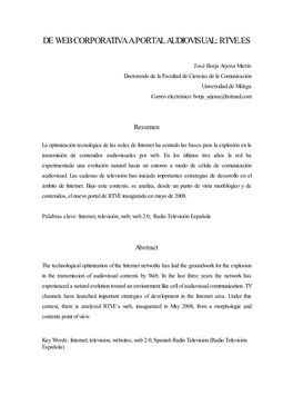 José Borja Arjona Martín Doctorando De La Facultad De Ciencias De La Comunicación Universidad De Málaga Correo Electrónico: Borja Arjona@Hotmail.Com