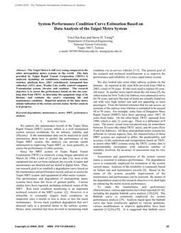 System Performance Condition Curve Estimation Based on Data Analysis of the Taipei Metro System