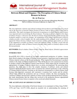 The Perception of Chinese Ritual Bronzes in Korea Dr