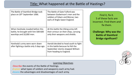 Title: What Happened at the Battle of Hastings?