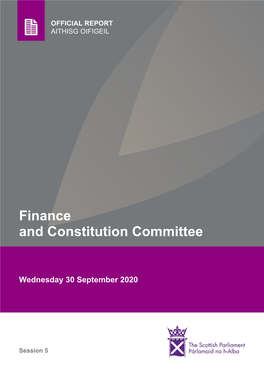 Official Report, Finance and Constitution Committee, 29 September 2020; These Are Normal Circumstances for a Devolved C 16.] Competence