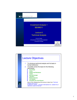 Lecture Objectives