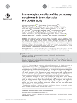 Immunological Corollary of the Pulmonary Mycobiome in Bronchiectasis: the CAMEB Study