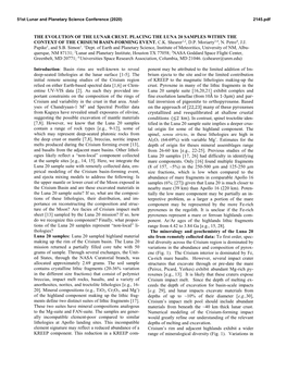 THE EVOLUTION of the LUNAR CRUST. PLACING the LUNA 20 SAMPLES WITHIN the CONTEXT of the CRISIUM BASIN-FORMING EVENT. C.K. Shearer1,2, D.P