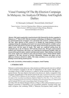 Visual Framing of the By-Election Campaign in Malaysia: an Analysis of Malay and English Dailies