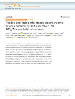 Flexible and High-Performance Electrochromic Devices Enabled by Self-Assembled 2D Tio2/Mxene Heterostructures