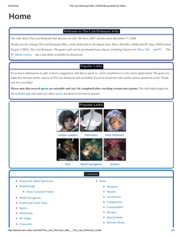 Welcome to the Last Remnant Wiki Popular Links Popular Links Contents