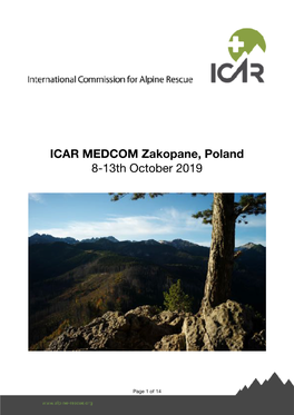 ICAR MEDCOM Zakopane, Poland 8-13Th October 2019