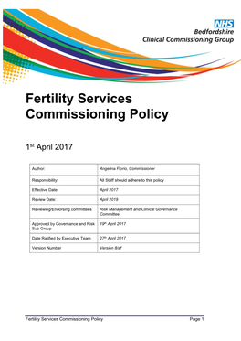 Fertility Commissioning Policy