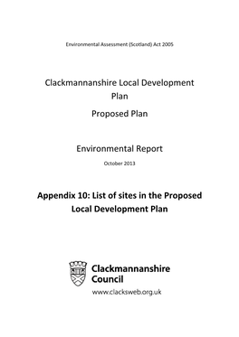 Clackmannanshire Local Development Plan Proposed Plan