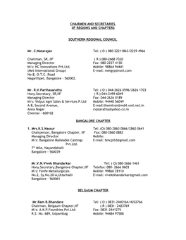 Chairmen and Secretaries Iif Regions and Chapters