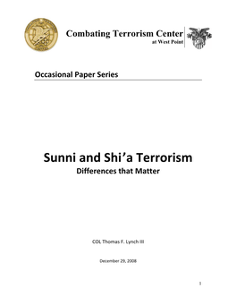 Sunni and Shi'a Terrorism: Differences That Matter