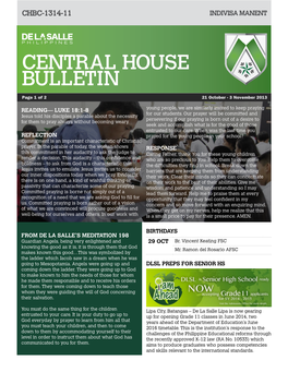 Central House Bulletin