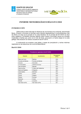 Informe Meteorológico Días 8-9/11/2010