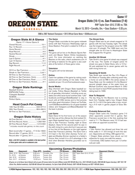 130313 OSU Notes Vs. San Francisco 2.Indd