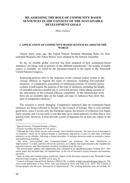 Re-Assessing the Role of Community-Based Sentences in the Context of the Sustainable Development Goals