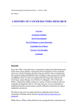 A History of Cancer Bacteria Research
