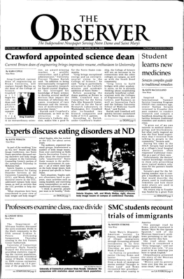 Crawford Appointed Science Dean Experts Discuss Eating Disorders At