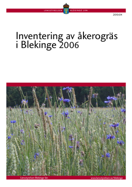 Inventering Av Åkerogräs I Blekinge 2006