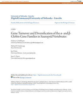 Gene Turnover and Diversification of the Α- and Β- Globin Gene Families in Sauropsid Vertebrates Federico G