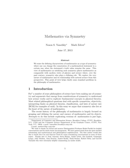 Mathematics Via Symmetry