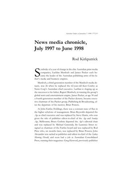 News Media Chronicle, July 1997 to June 1998