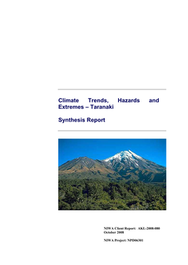 Climate Trends, Hazards and Extremes – Taranaki