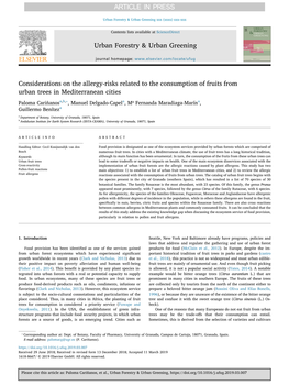 Considerations on the Allergy-Risks Related to the Consumption of Fruits