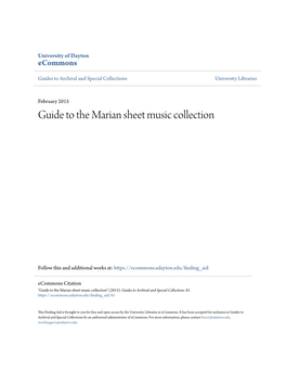 Guide to the Marian Sheet Music Collection