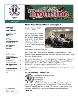 2018 Membership Dues Are Due MTFA Annual Lunker Dinner