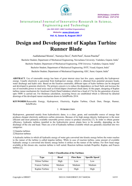 Design and Development of Kaplan Turbine Runner Blade