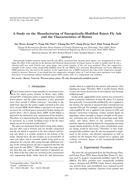 A Study on the Manufacturing of Energetically-Modified Reject Fly Ash and the Characteristics of Mortar