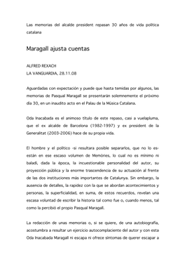 Maragall Ajusta Cuentas