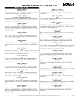 Hdnet Schedule for Mon. August 22, 2011 to Sun. August 28, 2011