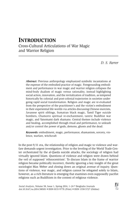 Introduction Cross-Cultural Articulations of War Magic and Warrior Religion