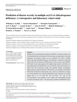 Prediction of Disease Severity in Multiple Acyl‐Coa