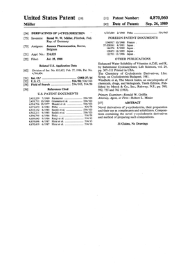 United States Patent (19) 11) Patent Number: 4,870,060 Miller (45) Date of Patent: Sep