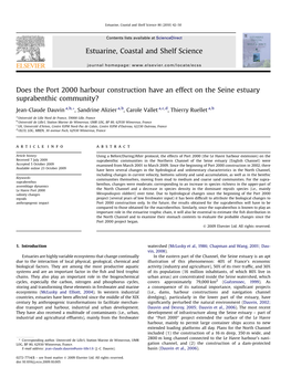 Does the Port 2000 Harbour Construction Have an Effect on the Seine Estuary Suprabenthic Community?