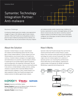 Symantec Technology Integration Partner: Anti-Malware