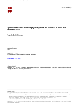 Synthesis of Biomass-Containing Xylan Fragments and Evaluation of Ferulic Acid Esterase Activity