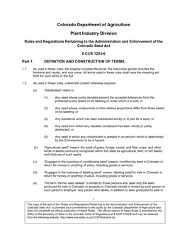 8 CCR 1203-6 Rules and Regulations Pertaining to the Administration