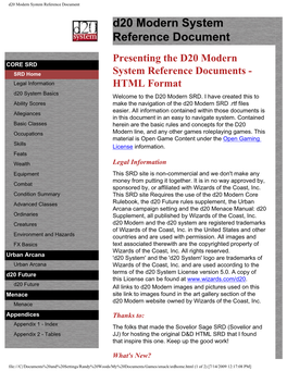 D20 Modern System Reference Document