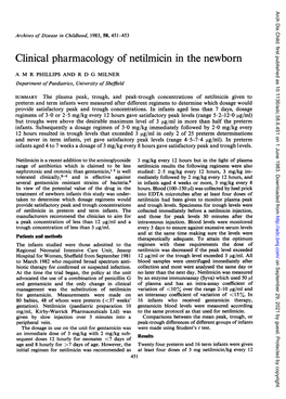 Clinical Pharmacology of Netilmicin in the Newborn