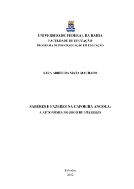 Universidade Federal Da Bahia Saberes E Fazeres