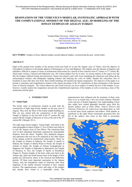 Resonation of the Vitruvius's Modular, Systematic