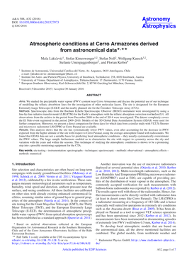 Atmospheric Conditions at Cerro Armazones Derived from Astronomical Data�,