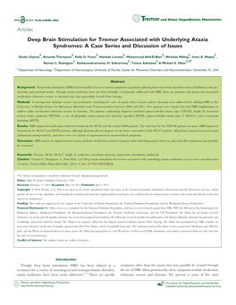 Deep Brain Stimulation for Tremor Associated with Underlying Ataxia Syndromes: a Case Series and Discussion of Issues