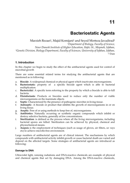 Bacteriostatic Agents